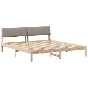 Estructura de cama con cabecera Marrón y taupe 180 x 200 cm H