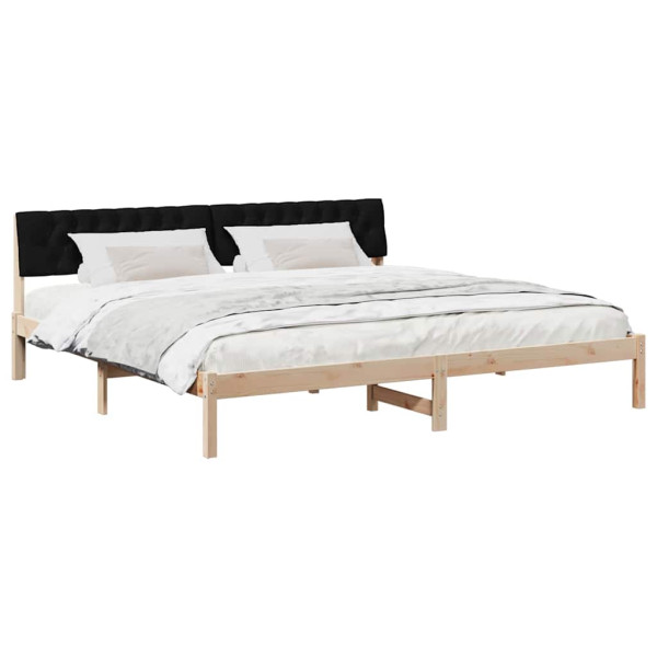 Estructura de cama con cabecera Marrón y negro 200 x 200 cm M 3