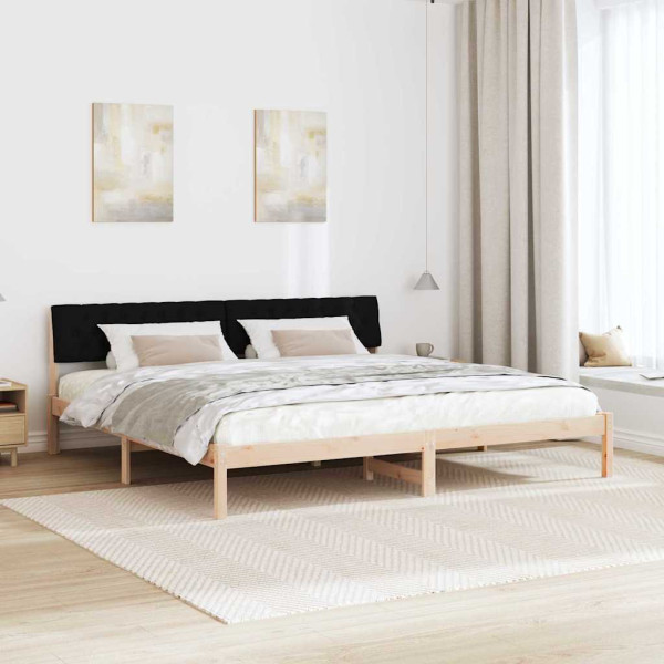 Estructura de cama con cabecera Marrón y negro 200 x 200 cm M 4