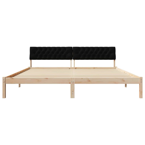 Estructura de cama con cabecera Marrón y negro 200 x 200 cm M 5