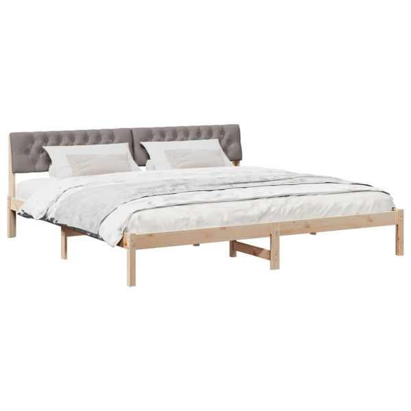 Estructura de cama con cabecera Marrón y taupe 200 x 200 cm M 3