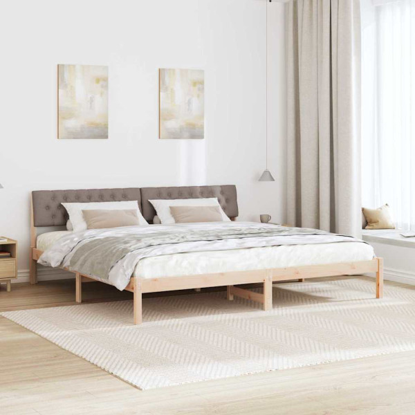 Estructura de cama con cabecera Marrón y taupe 200 x 200 cm M 4