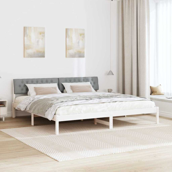 Estructura de cama con cabecera y gris claro 200 x 200 cm M 4