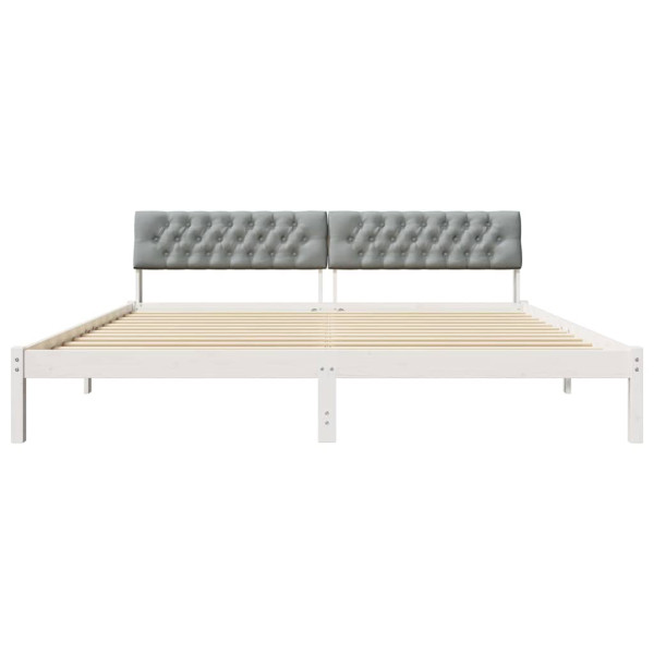 Estructura de cama con cabecera y gris claro 200 x 200 cm M 5