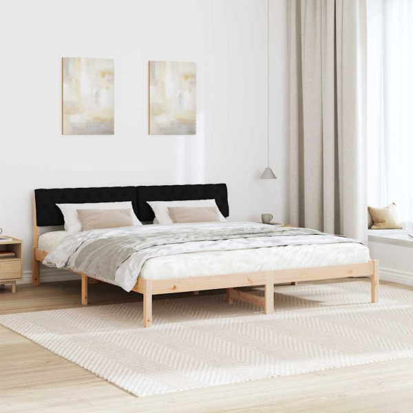 Estructura de cama con cabecera Marrón y negro 180 x 200 cm M 4