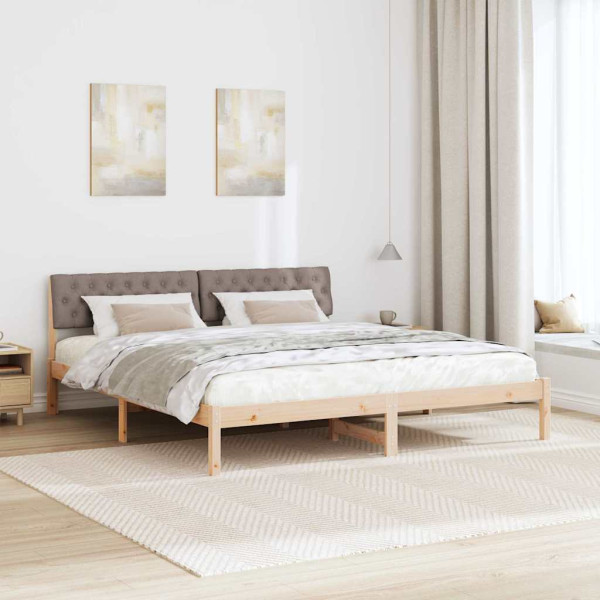Estructura de cama con cabecera Marrón y taupe 180 x 200 cm M 4