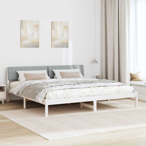 Estructura de cama con cabecera y gris claro 200 x 200 cm M 4