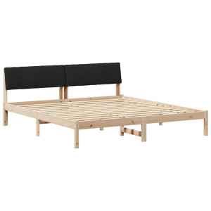 Estructura de cama con cabecera Marrón y negro 180 x 200 cm H