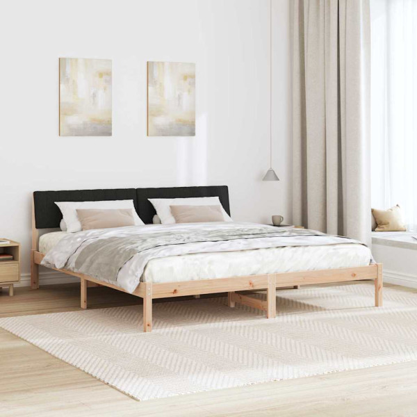 Estructura de cama con cabecera Marrón y negro 180 x 200 cm M 4