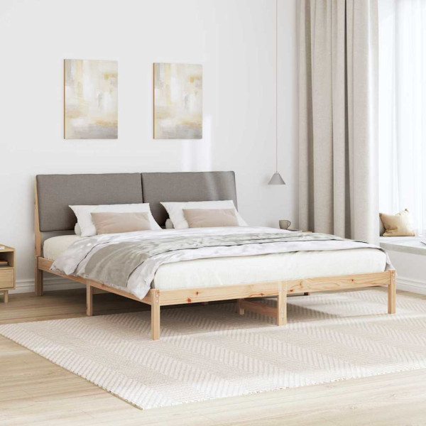 Estructura de cama con cabecera Marrón y taupe 200 x 200 cm M 4