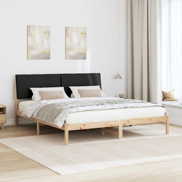 Estructura de cama con cabecera Marrón y negro 180 x 200 cm M 4