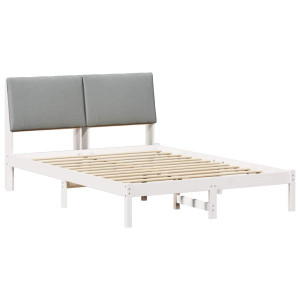 Estructura de cama con cabecera y gris claro 150 x 200 cm H