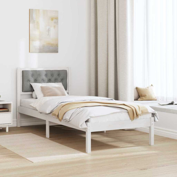 Estructura de cama con cabecera Gris Claro 75 x 190 cm tela M 4