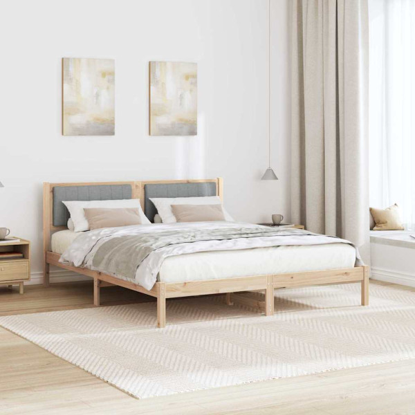 Estructura de Cama con Cabecera Tapizada Gris Claro M 4