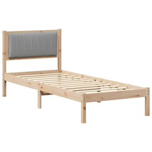 Estructura de Cama con Cabecera Tapizada Gris Claro 75 x 190 cm H