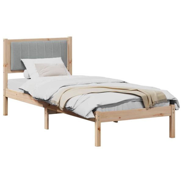 Estructura de Cama con Cabecera Tapizada Gris Claro 75 x 190 cm M 3