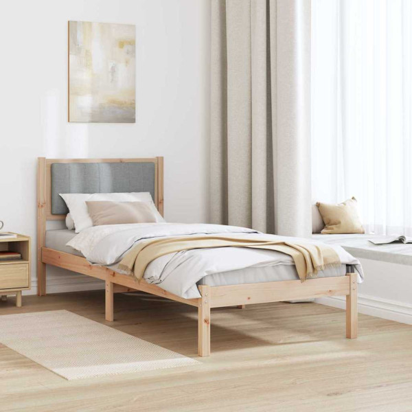 Estructura de Cama con Cabecera Tapizada Gris Claro 75 x 190 cm M 4