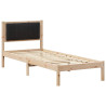 Estructura de Cama con Cabecera Tapizada Negro 75 x 190 cm tela 2