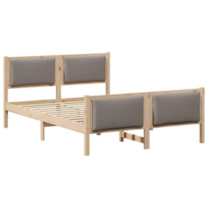 Estructura de cama con cabecera Taupé 140 x 190 cm tela H