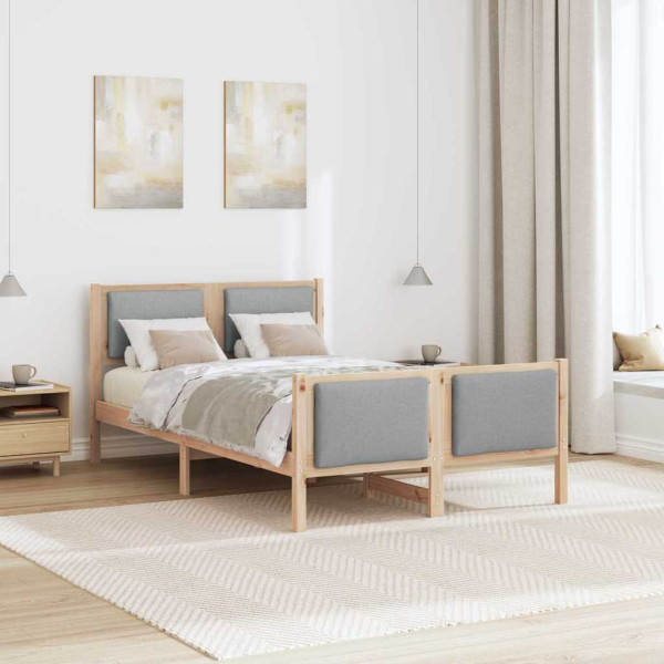 Estructura de cama con cabecera Gris Claro 120 x 190 cm tela M 4