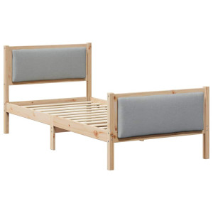 Estructura de cama con cabecera Gris Claro 90 x 190 cm tela H