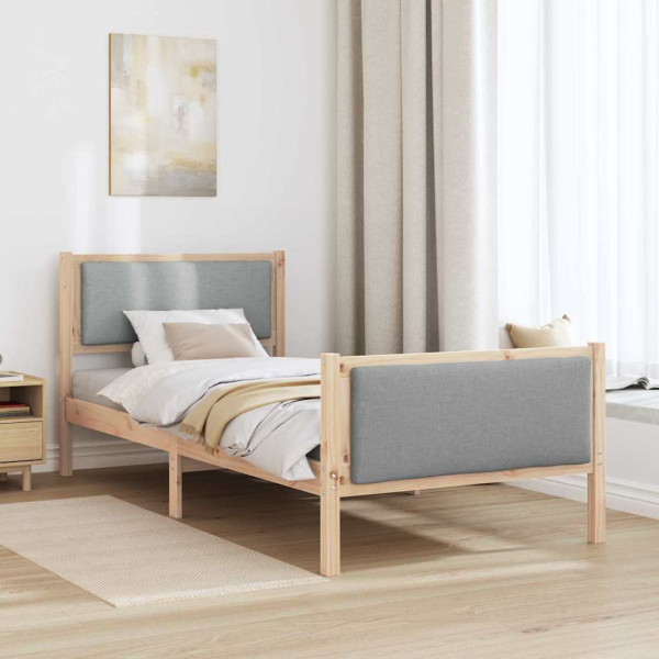 Estructura de cama con cabecera Gris Claro 90 x 190 cm tela M 4