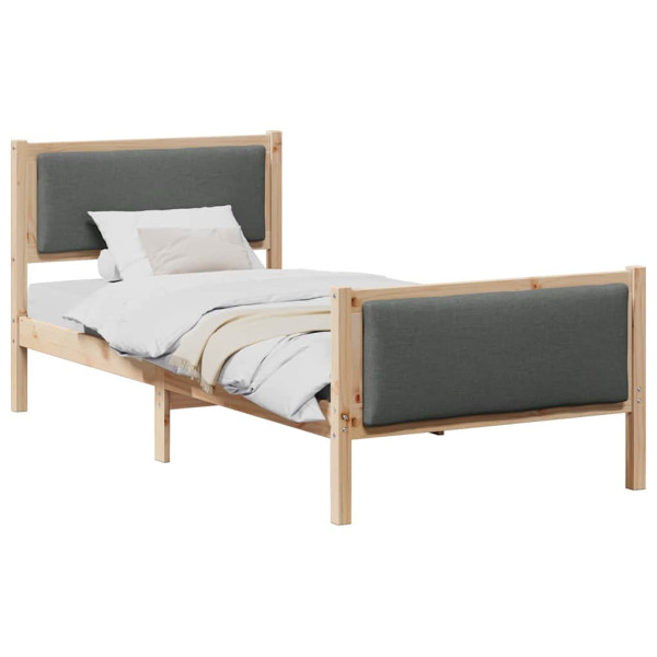 Estructura de cama con cabecera Gris oscuro 90 x 190 cm tela M 3