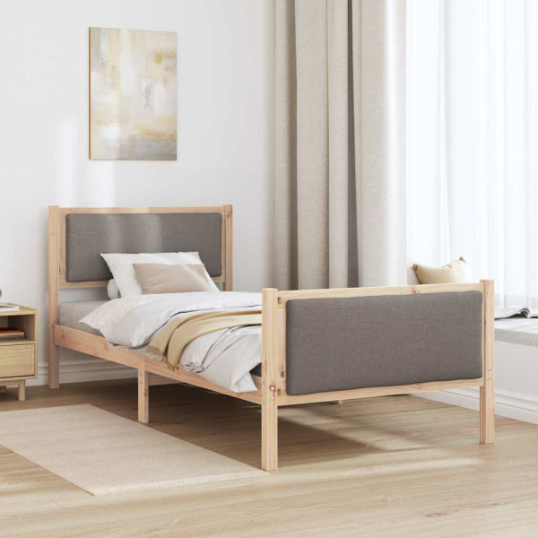 Estructura de cama con cabecera Taupé 90 x 190 cm tela M 4