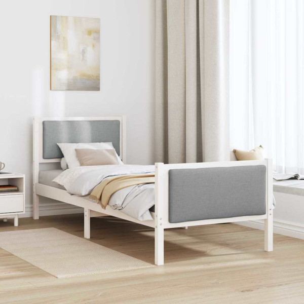 Estructura de cama con cabecera Gris Claro 75 x 190 cm tela M 4