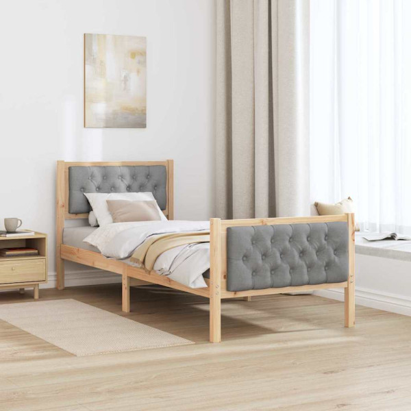 Estructura de cama con cabecera Gris Claro 75 x 190 cm tela M 4