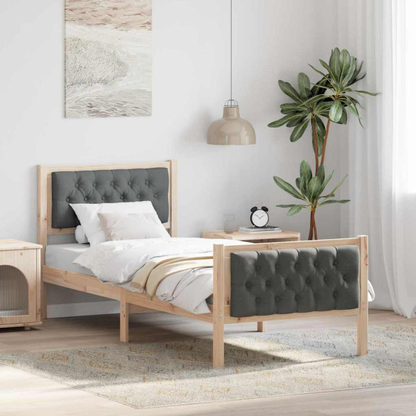 Estructura de cama con cabecera Gris oscuro 75 x 190 cm tela D