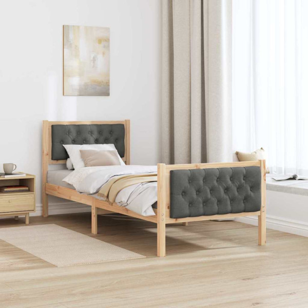 Estructura de cama con cabecera Gris oscuro 75 x 190 cm tela M 4