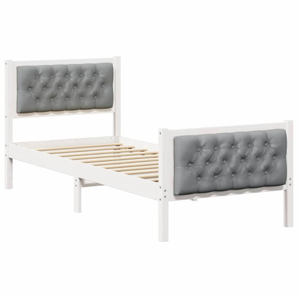 Estructura de cama con cabecera Gris Claro 75 x 190 cm tela M 2