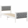 Estructura de cama con cabecera Gris Claro 75 x 190 cm tela 2