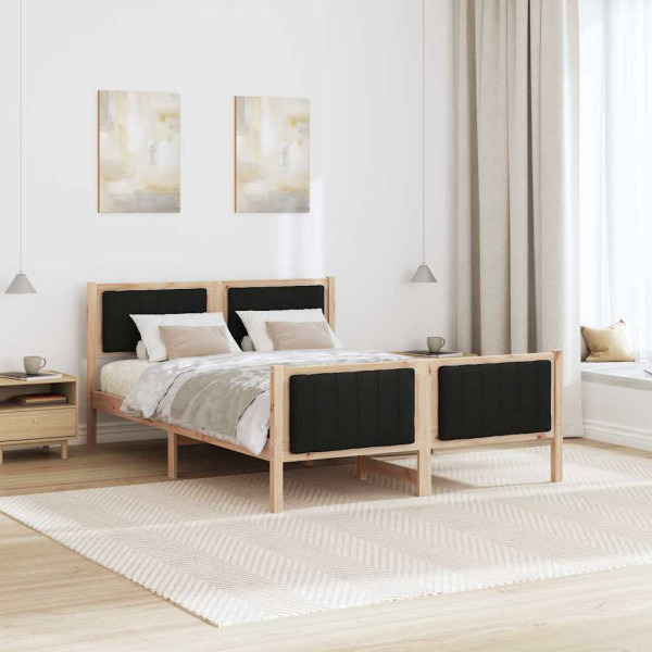 Estructura de cama con cabecera Marrón y negro 135 x 190 cm M 4
