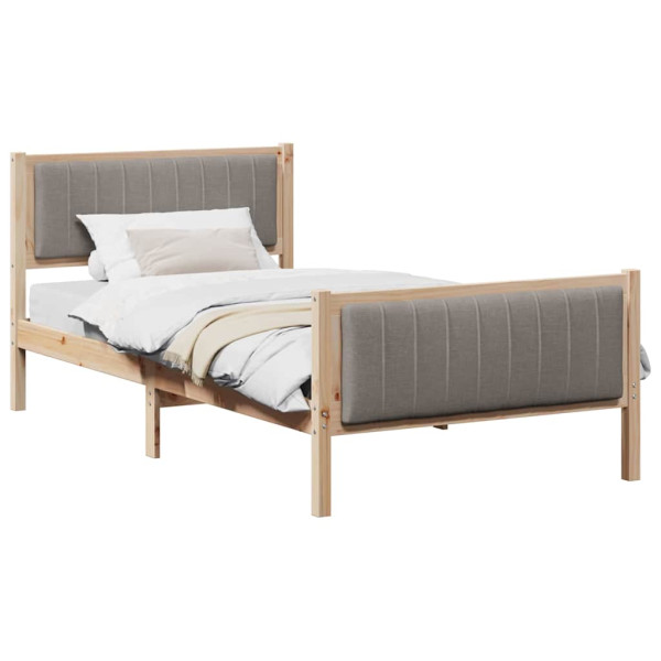 Estructura de cama con cabecera Marrón y taupe 100 x 200 cm M 3