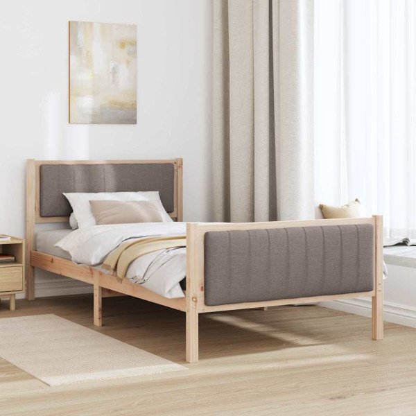 Estructura de cama con cabecera Marrón y taupe 100 x 200 cm M 4