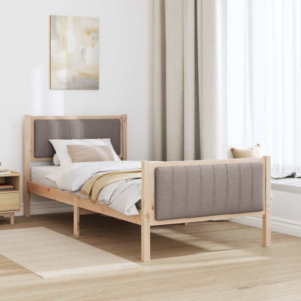 Estructura de cama con cabecera Marrón y taupe 90 x 200 cm M 4