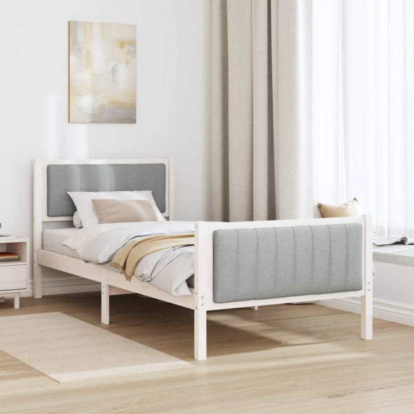 Estructura de cama con cabecera y gris claro 90 x 200 cm M 4