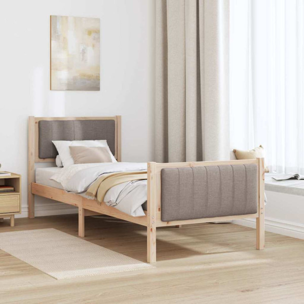 Estructura de cama con cabecera Marrón y taupe 80 x 200 cm M 4