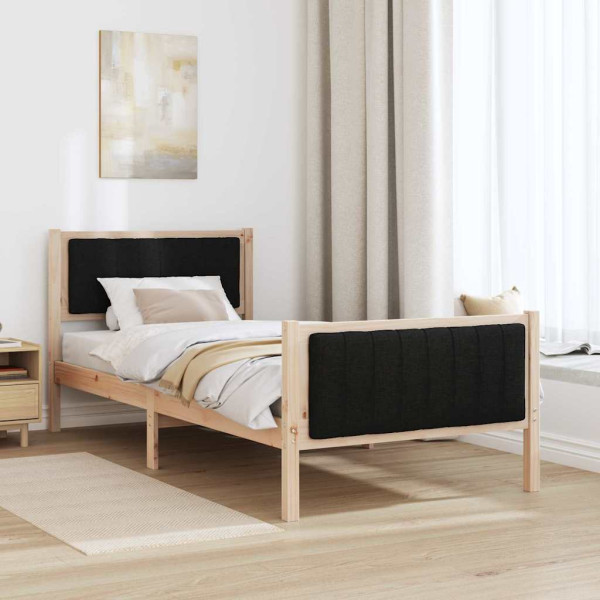Estructura de cama con cabecera Marrón y negro 90 x 190 cm M 4