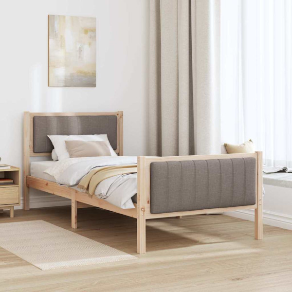 Estructura de cama con cabecera Marrón y taupe 90 x 190 cm M 4