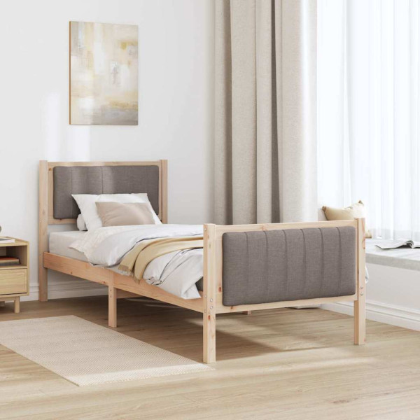 Estructura de cama con cabecera Marrón y taupe 75 x 190 cm M 4