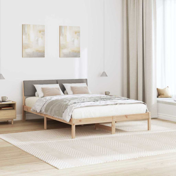 Estructura de cama con cabecera Marrón y taupe 140 x 200 cm M 4