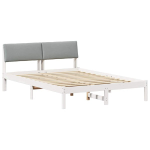 Estructura de cama con cabecera y gris claro 140 x 190 cm H