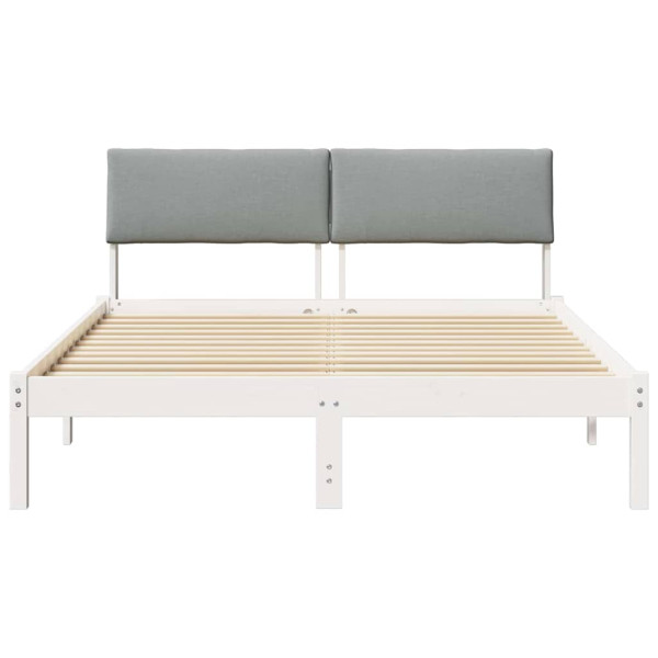 Estructura de cama con cabecera y gris claro 140 x 190 cm M 5