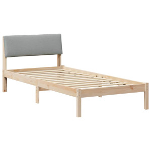 Estructura de cama con cabecera Marrón y gris claro 90 x 200 cm H