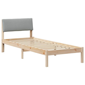 Estructura de cama con cabecera Marrón y gris claro 80 x 200 cm H