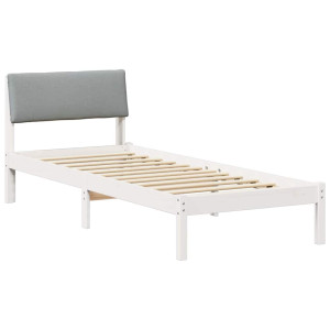 Estructura de cama con cabecera y gris claro 80 x 200 cm H