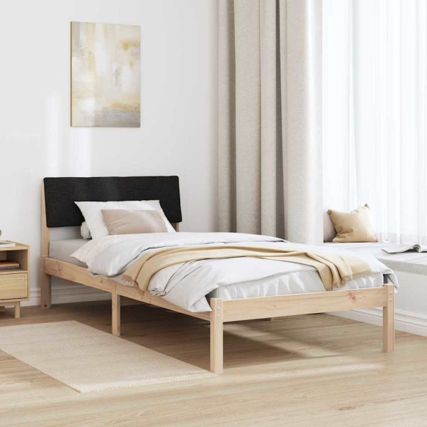 Estructura de cama con cabecera Marrón y negro 90 x 190 cm M 4